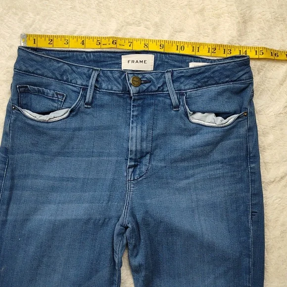Frame Women's Denim Blue Jean Le Crop Mini Boot Medium Wash Size 28 - Picture 2 of 10